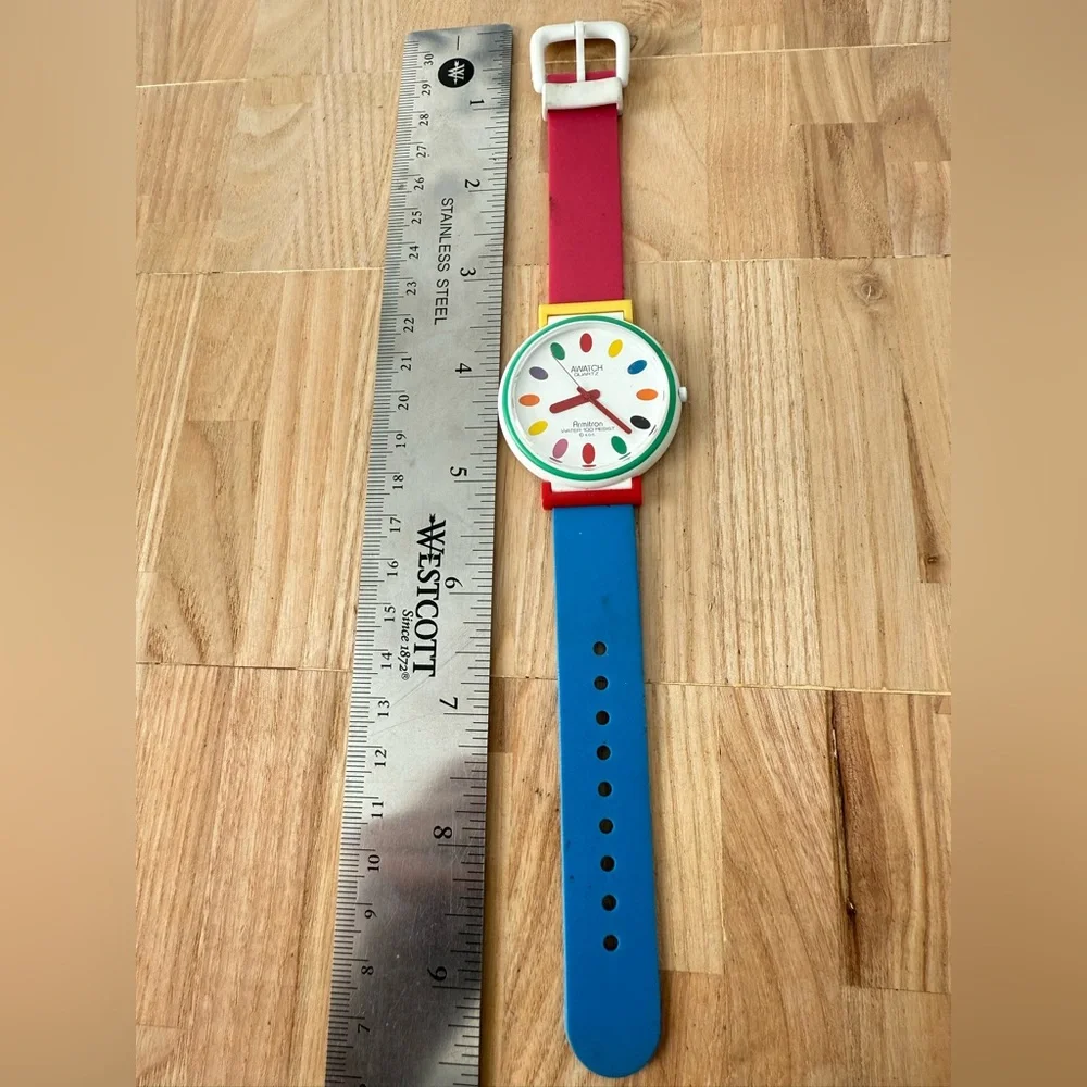 Vintage Armitron Awatch colorful color block watch NEW BATTERY